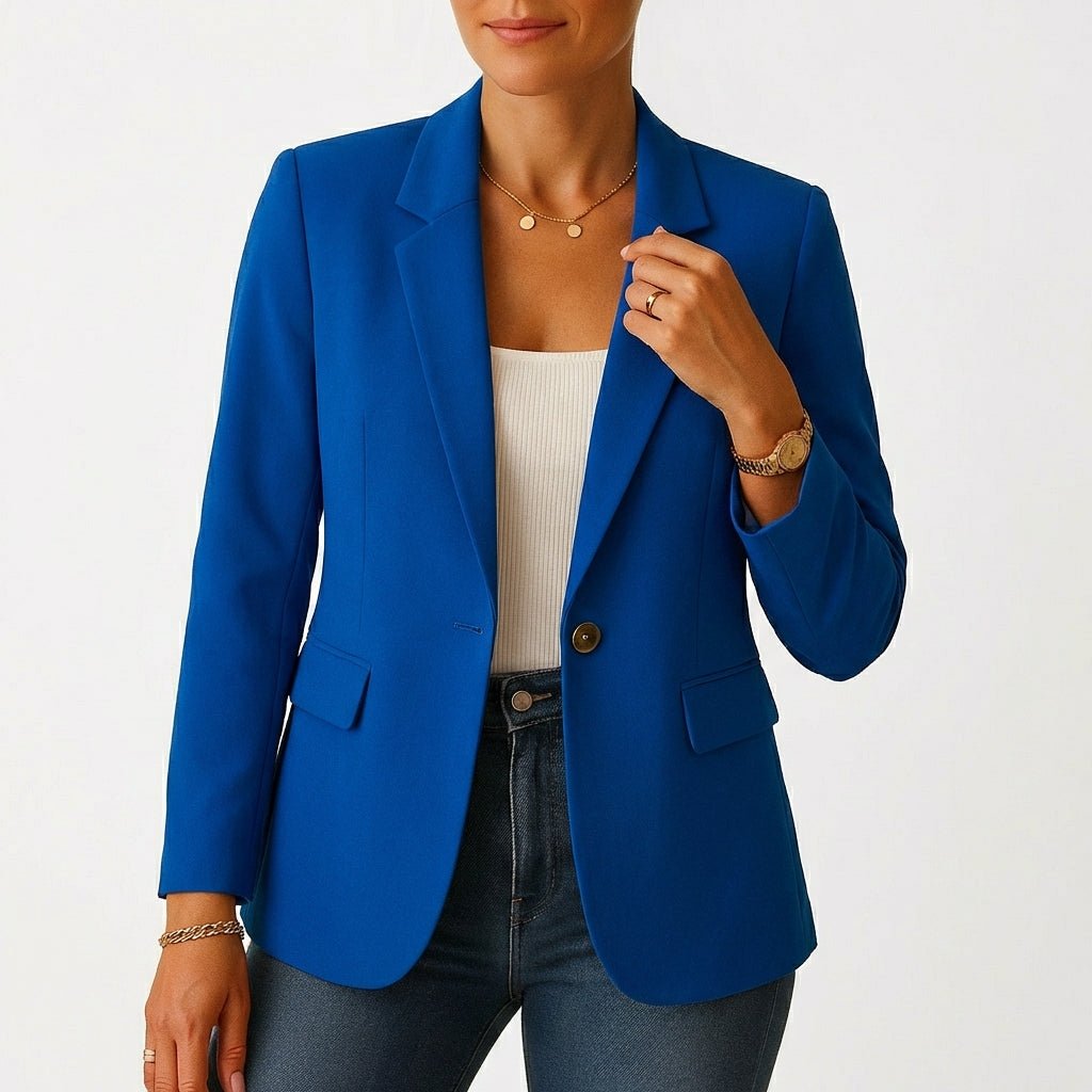 Damen Klassischer Einknopf-Blazer Tailliert - Azul