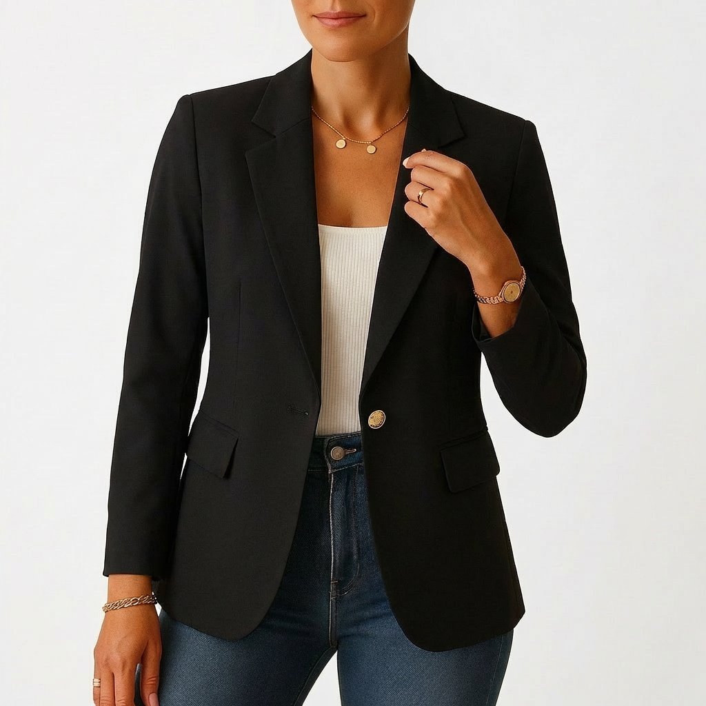 Damen Klassischer Einknopf-Blazer Tailliert - Negro