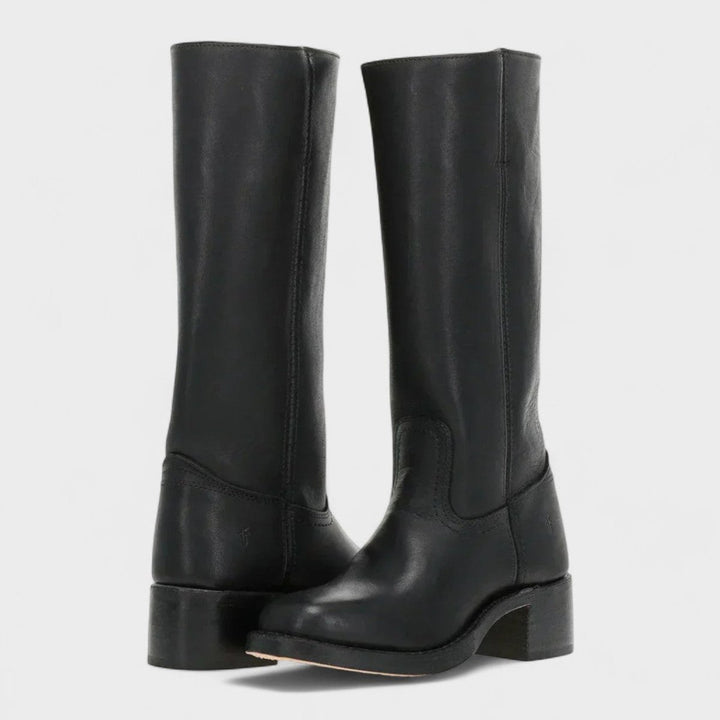 Damen Kniehohe Lederstiefel im klassischen Western-Stil