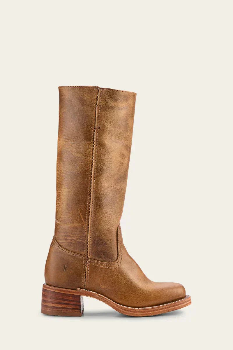 Damen Kniehohe Stiefel Schlanke Passform Strukturierter Absatz