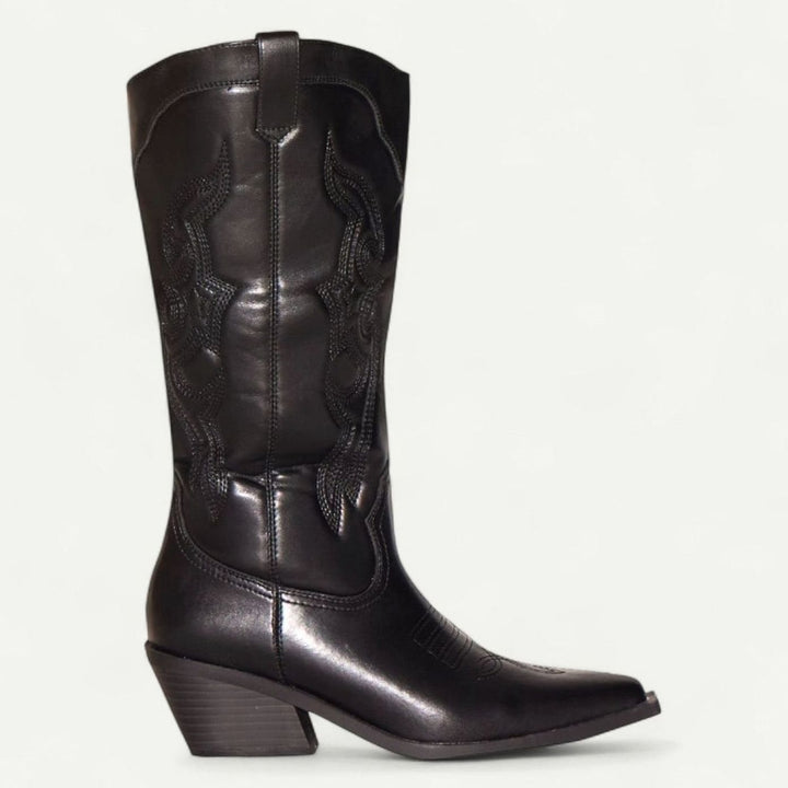 Damen Kniehohe Westernstiefel mit Spitzer Zehenpartie
