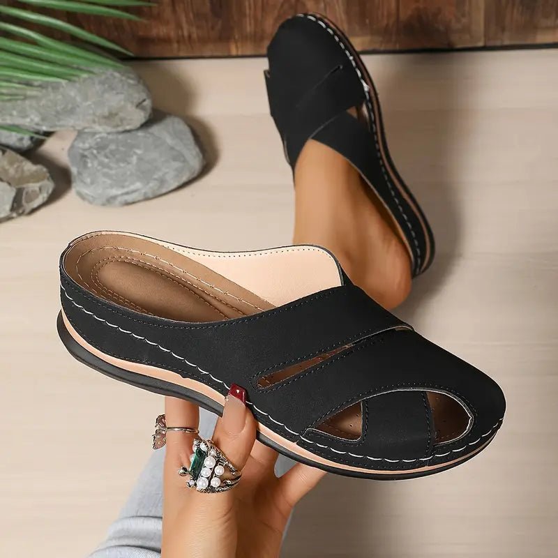 Damen Komfort Atmungsaktive Slip-On Sandalen - Black