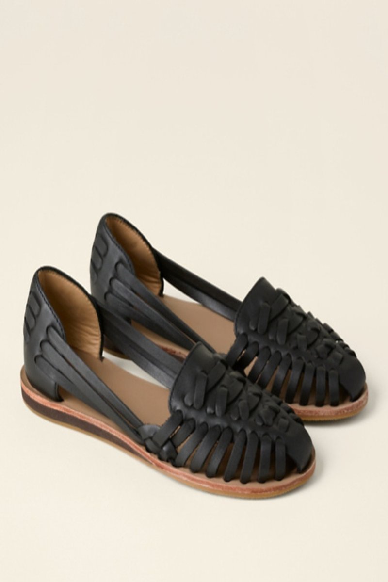 Damen Komfortable Sandalen Orthopädische Keilabsatz-Flechtleder-Slipper - Black