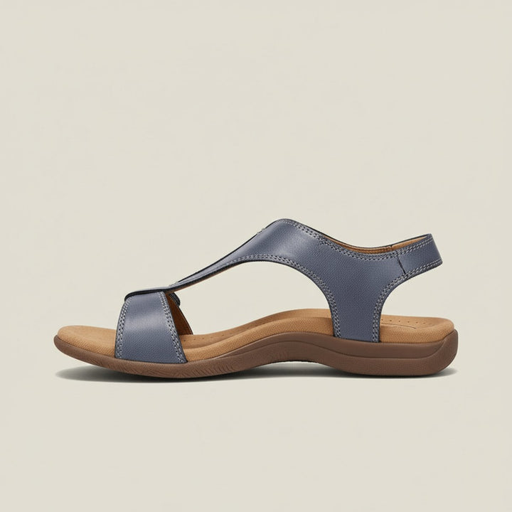 Damen Komfortable Sandalen T-Strap Klettverschluss Offene Zehenpartie