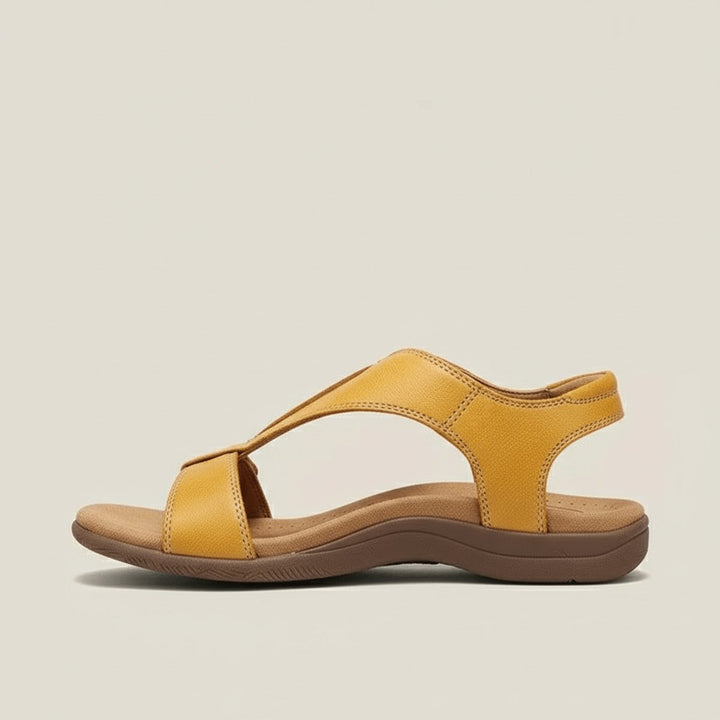 Damen Komfortable Sandalen T-Strap Klettverschluss Offene Zehenpartie