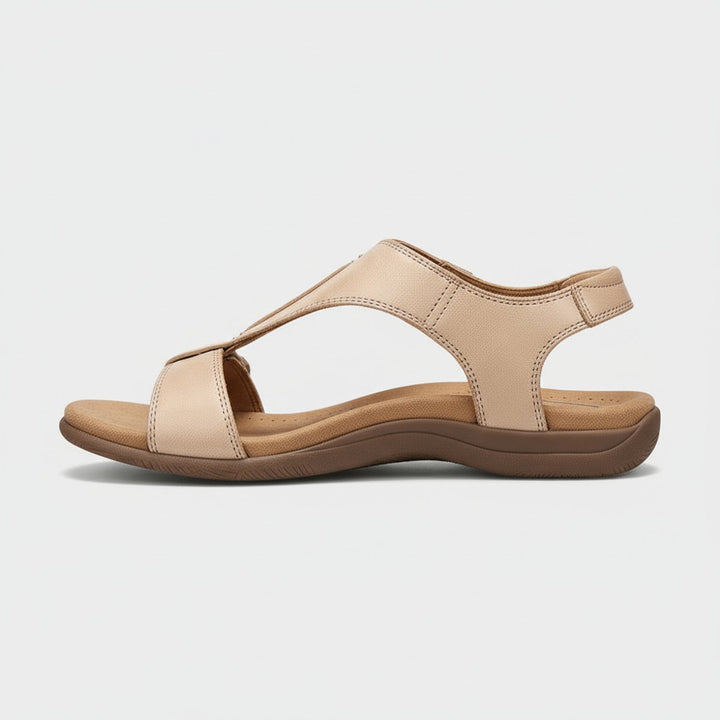 Damen Komfortable Sandalen T-Strap Klettverschluss Offene Zehenpartie