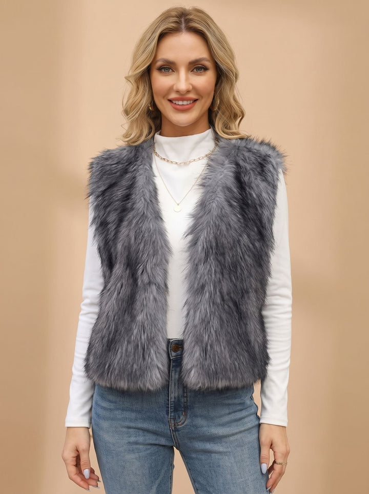 Damen Kunstfell-Bodywarmer mit Innenfutter Ärmellose Weste