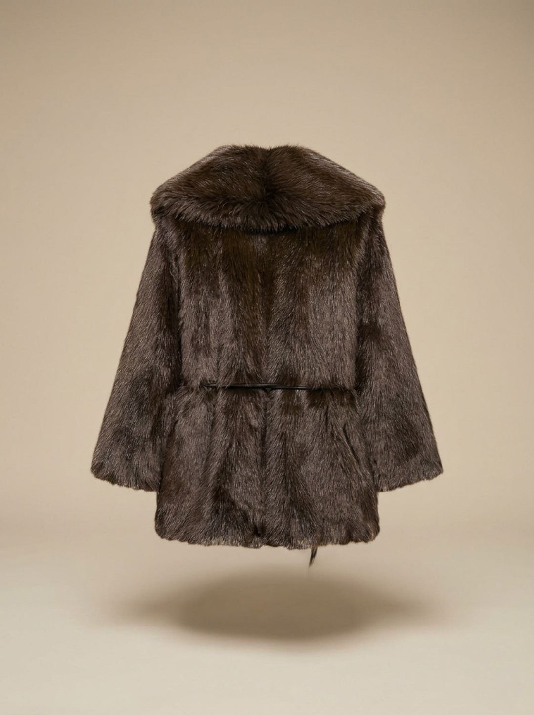 Damen Kunstfellmantel Gürtel Midi Jacke Teddy Coat