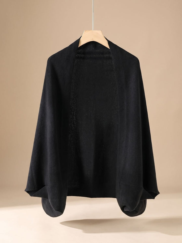 Damen Kunstkaschmir Schal Weicher Oversized Poncho-Schal - Schwarz