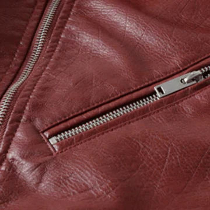 Damen Kunstleder Bikerjacke Kurzjacke mit Reißverschluss