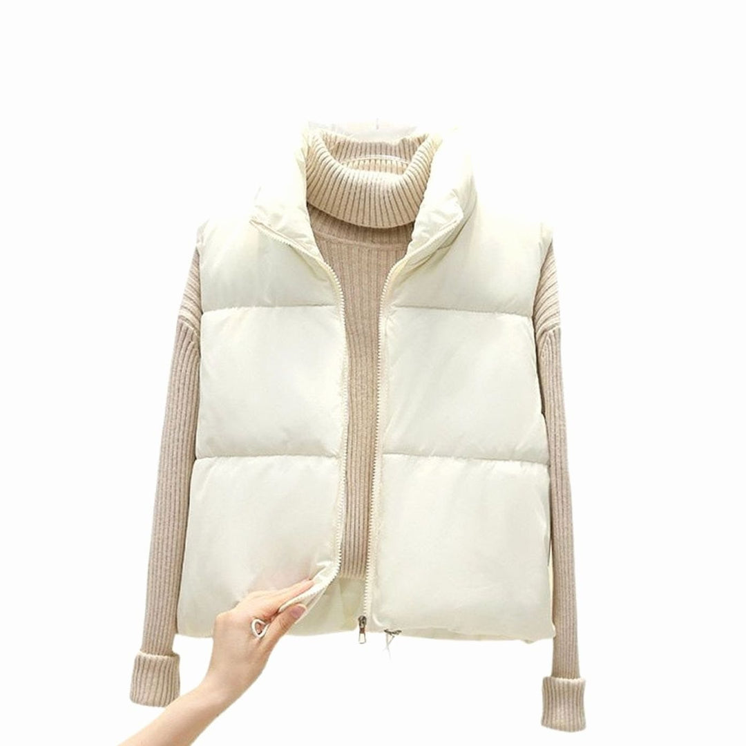 Damen Kurz-Steppweste Bodywarmer mit Stehkragen Zwei-Wege-Reißverschluss