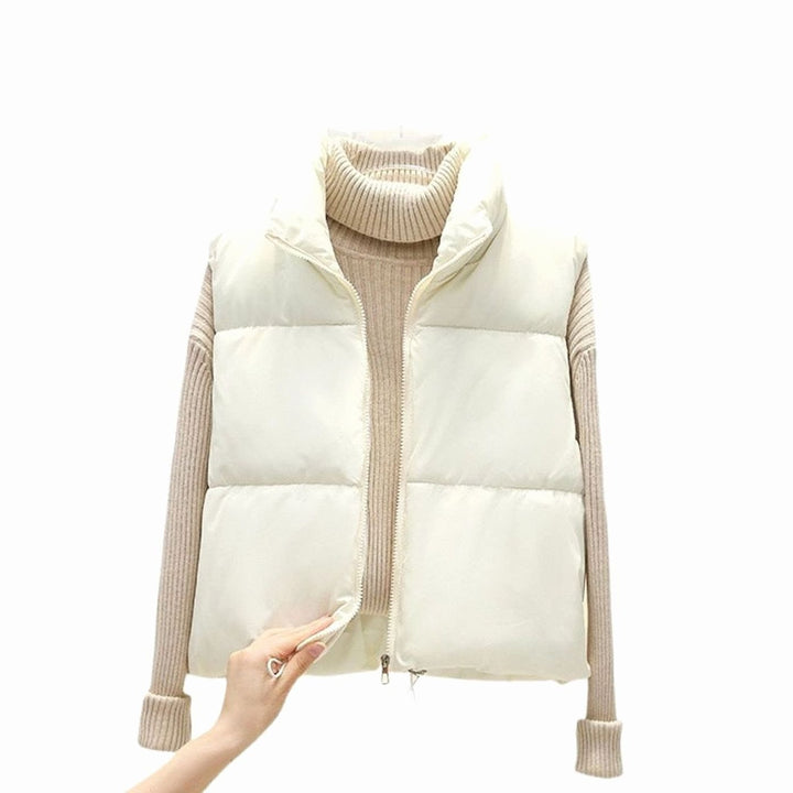 Damen Kurz-Steppweste Bodywarmer mit Stehkragen Zwei-Wege-Reißverschluss