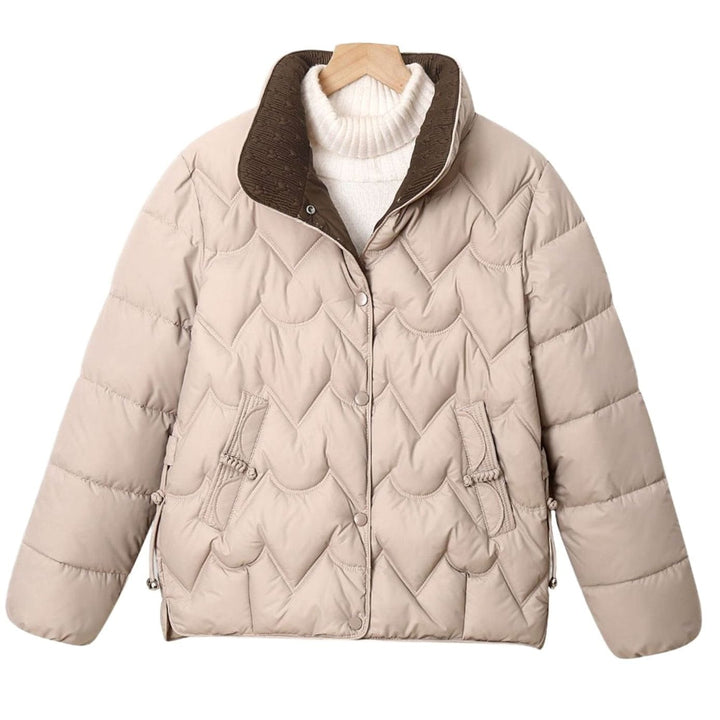 Damen Kurze Steppjacke mit Bogensteppung und Stehkragen