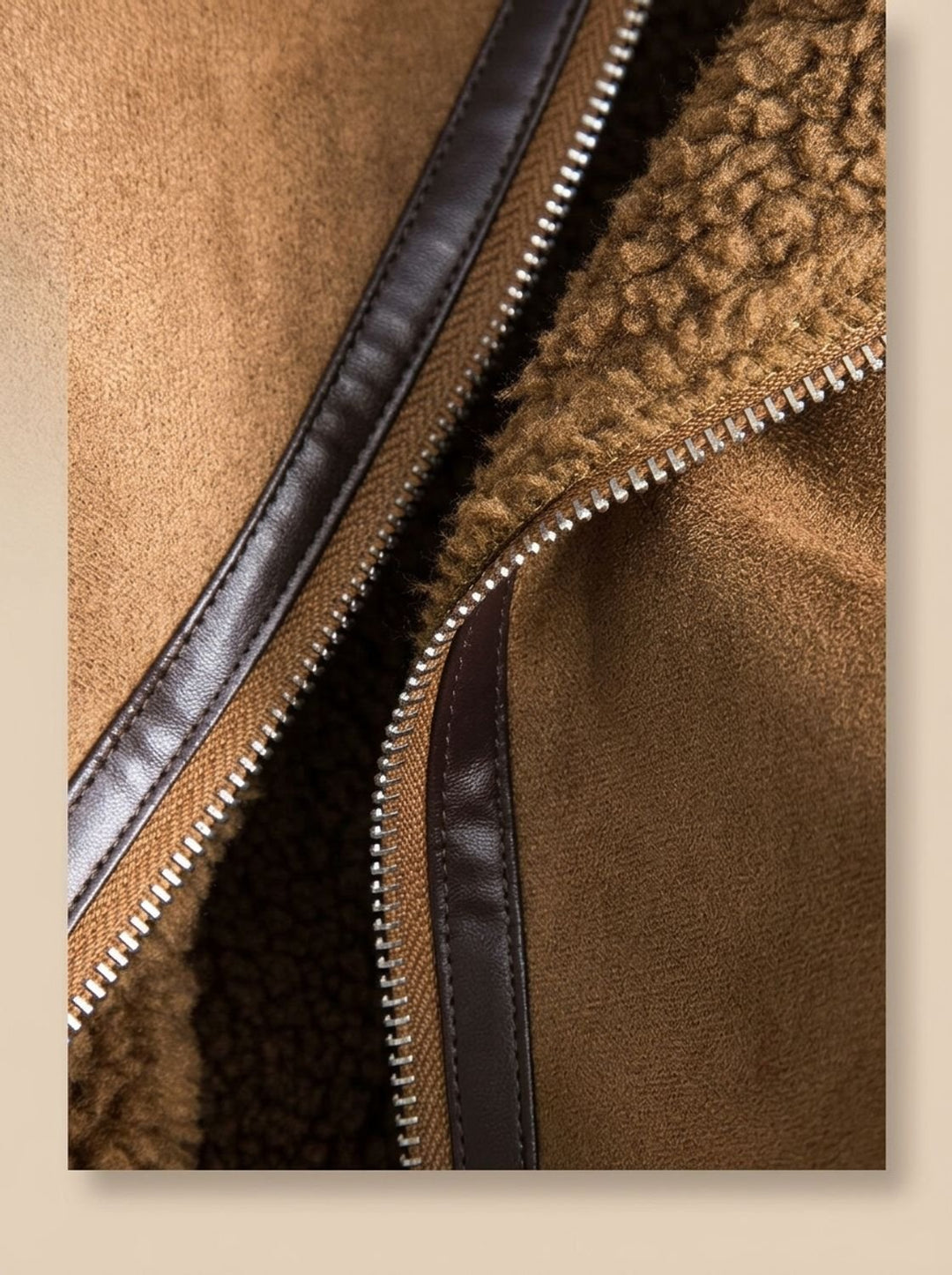 Damen Kurze Teddyjacke Kunstfell Wildleder-Optik mit Gürtel