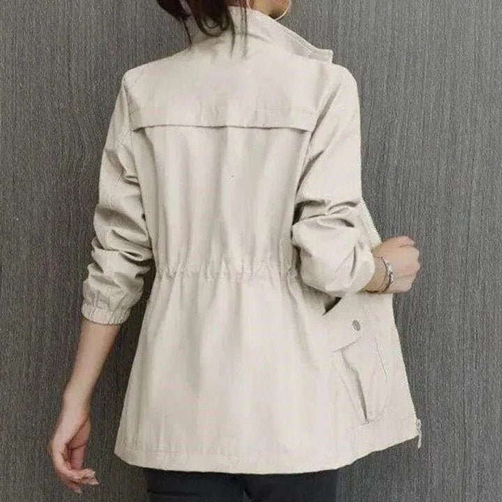 Damen Kurzjacke leichte atmungsaktive Übergangsjacke mit Reißverschluss - Beige