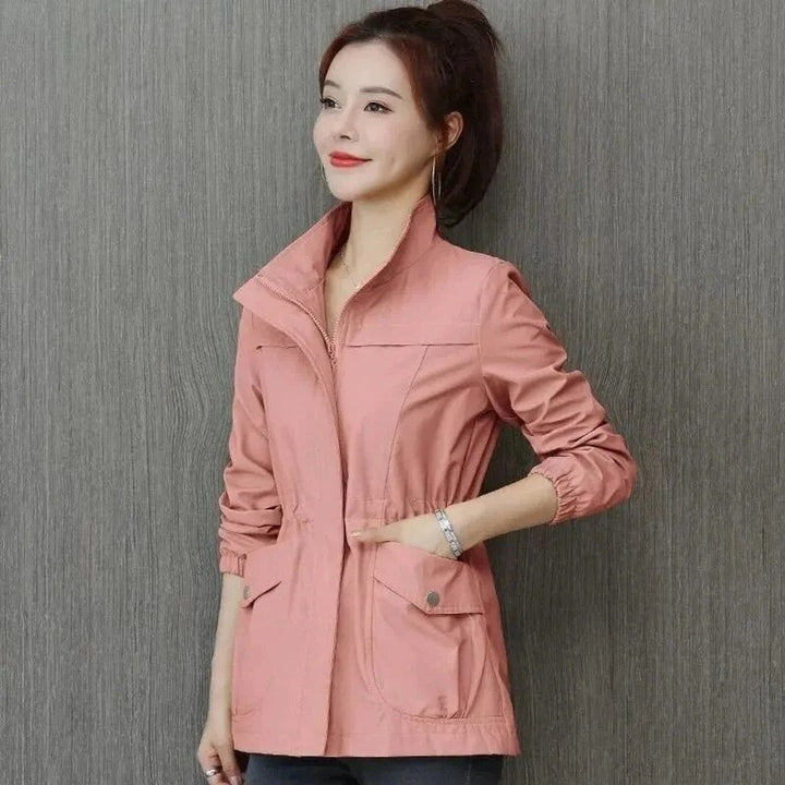 Damen Kurzjacke leichte atmungsaktive Übergangsjacke mit Reißverschluss - Rosa