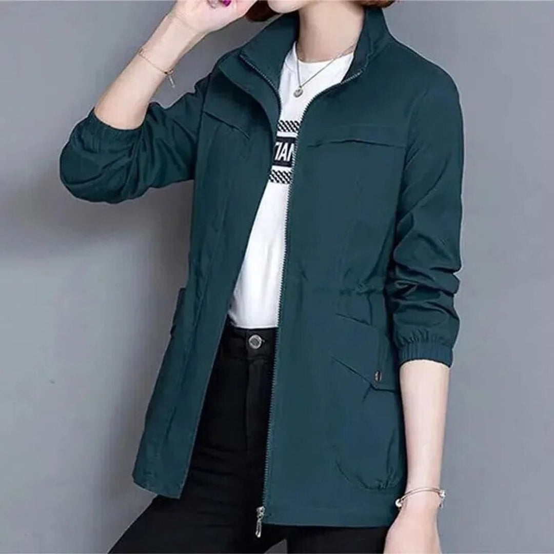 Damen Kurzjacke leichte atmungsaktive Übergangsjacke mit Reißverschluss - Blau