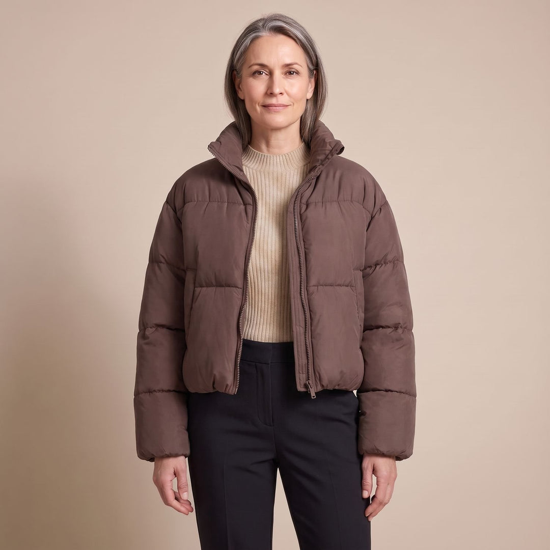 Damen Kurzschnitt Stehkragen Winterjacke gesteppte Steppjacke