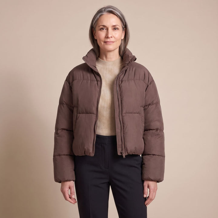 Damen Kurzschnitt Stehkragen Winterjacke gesteppte Steppjacke