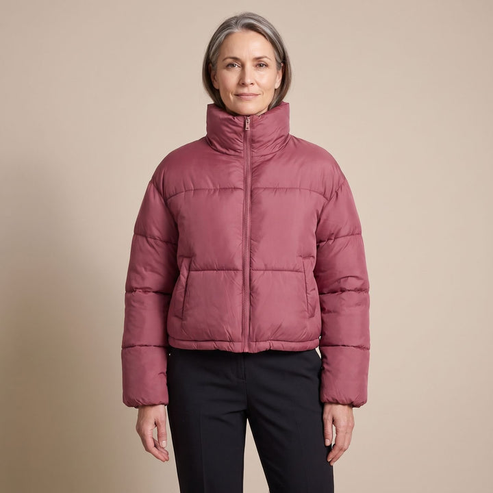 Damen Kurzschnitt Stehkragen Winterjacke gesteppte Steppjacke