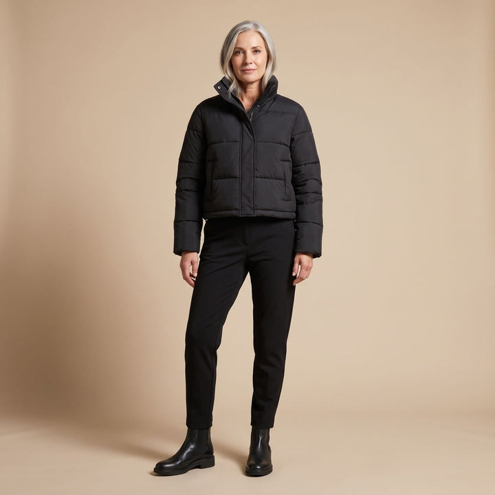Damen Kurzschnitt Stehkragen Winterjacke gesteppte Steppjacke