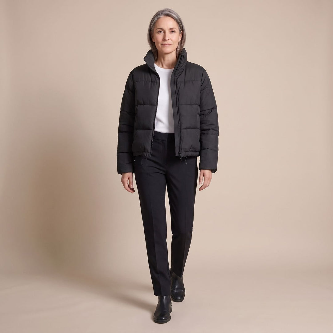 Damen Kurzschnitt Stehkragen Winterjacke gesteppte Steppjacke