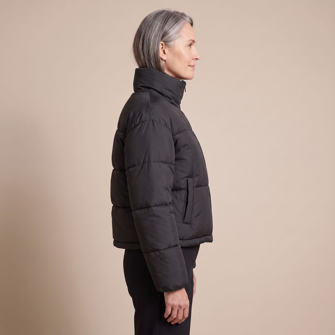 Damen Kurzschnitt Stehkragen Winterjacke gesteppte Steppjacke