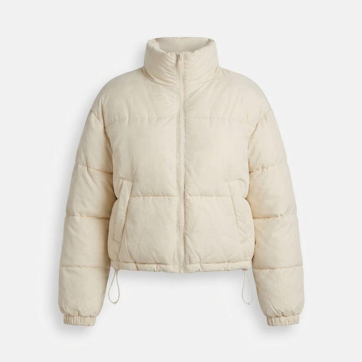 Damen Kurzschnitt Stehkragen Winterjacke gesteppte Steppjacke - Beige