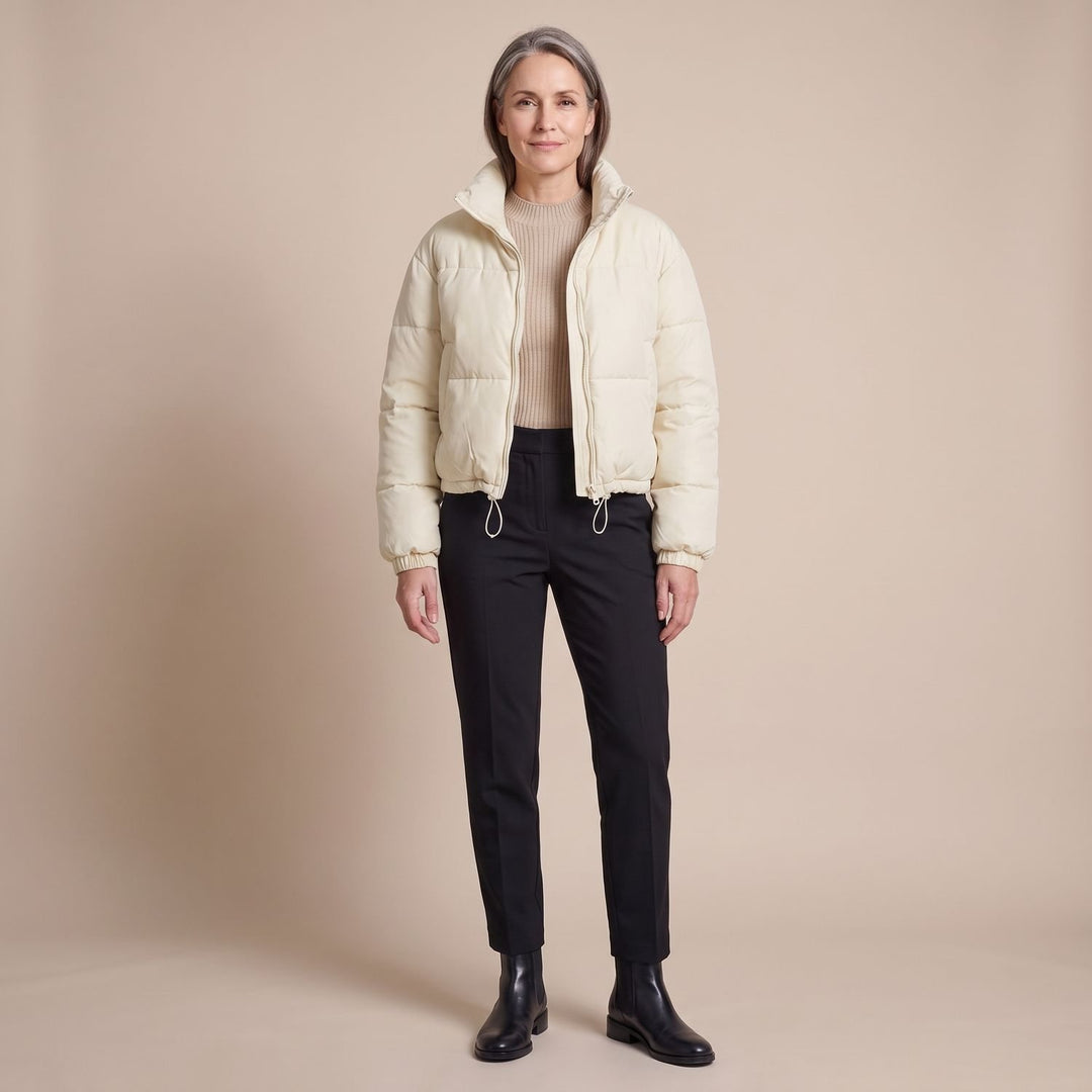 Damen Kurzschnitt Stehkragen Winterjacke gesteppte Steppjacke