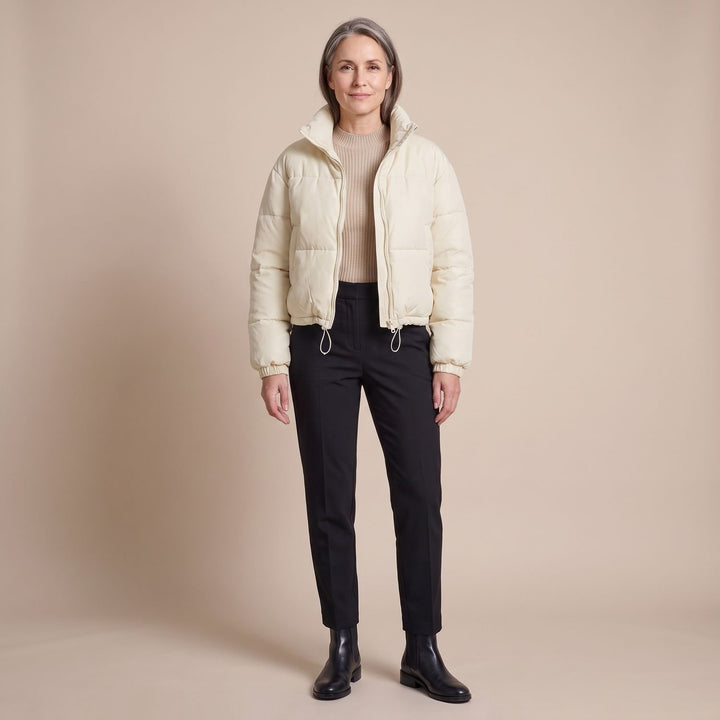 Damen Kurzschnitt Stehkragen Winterjacke gesteppte Steppjacke