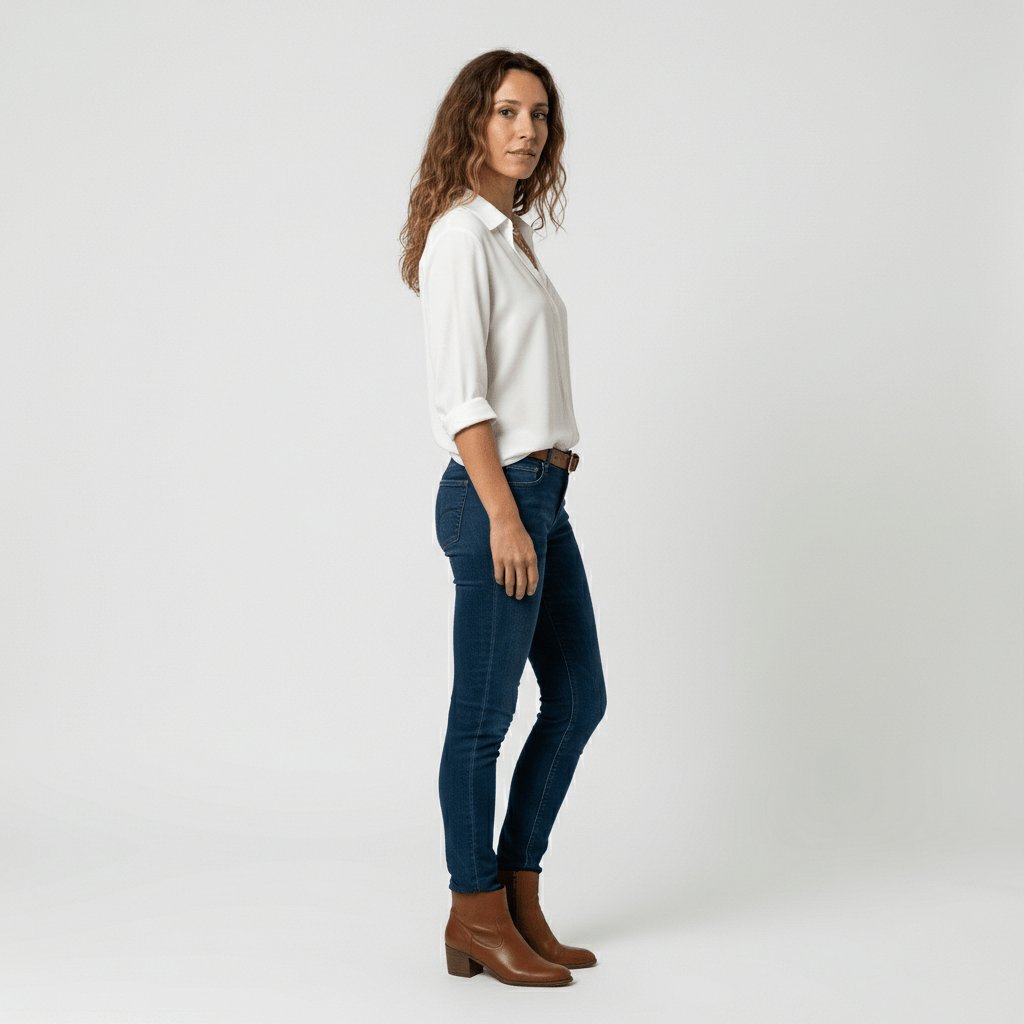 Damen Langarm-Bluse mit Hemdkragen aufgeknöpftem Vorderteil