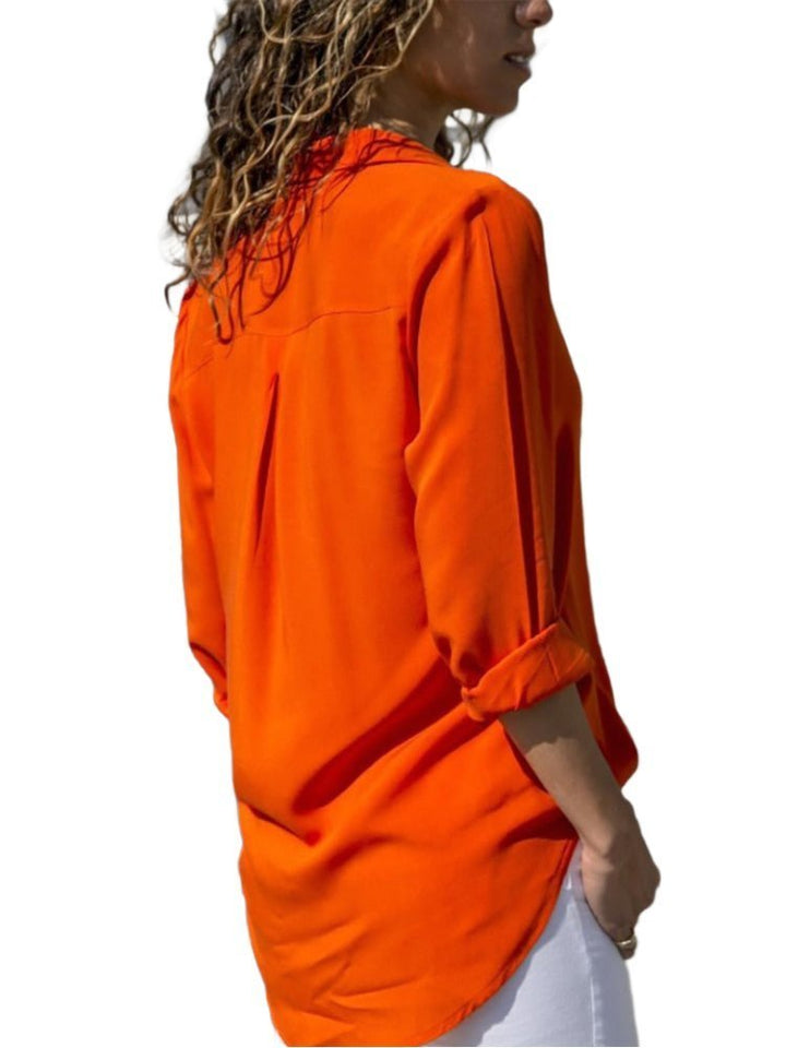 Damen Langarm-Bluse mit Kragen und Knopfleiste in Relaxed Fit