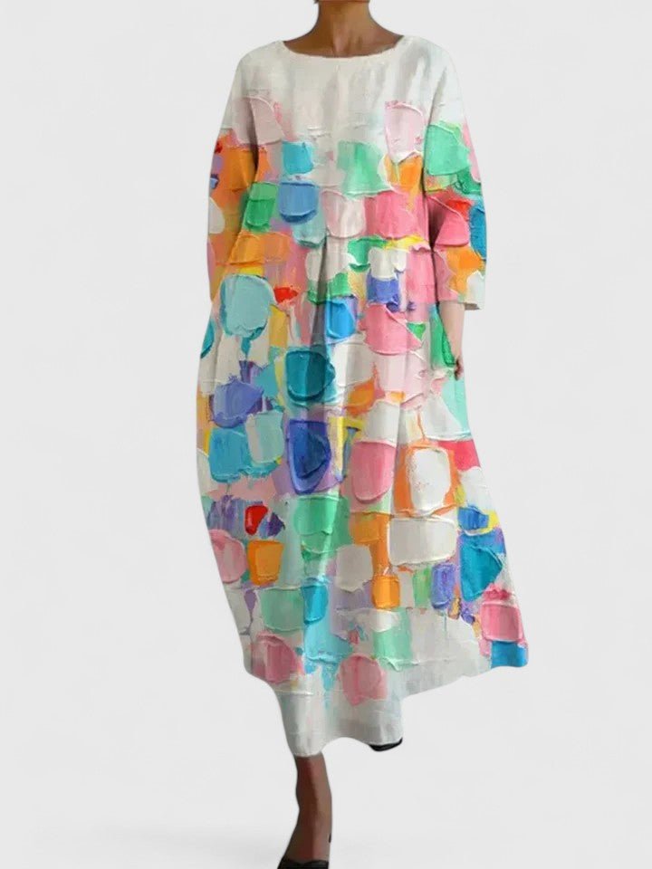 Damen Langarm Midi-Kleid mit Meerestier-Print - Flower 2