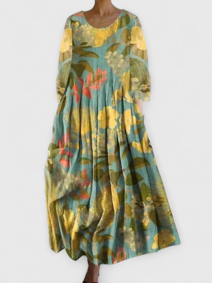Damen Langarm Midi-Kleid mit Meerestier-Print - Flower 4