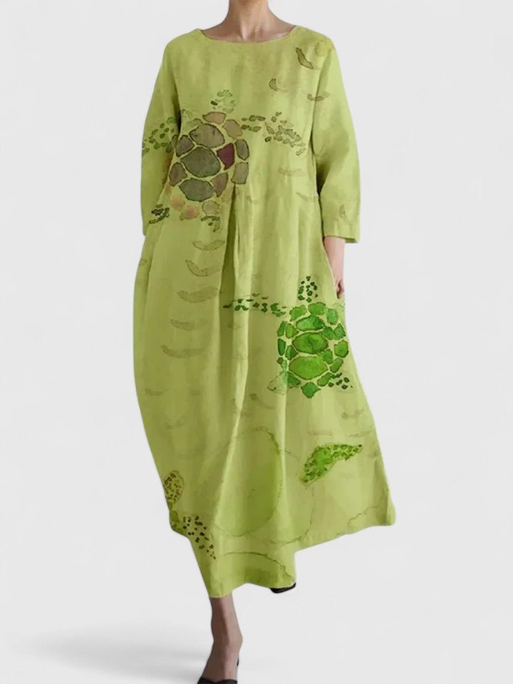 Damen Langarm Midi-Kleid mit Meerestier-Print - Flower 5