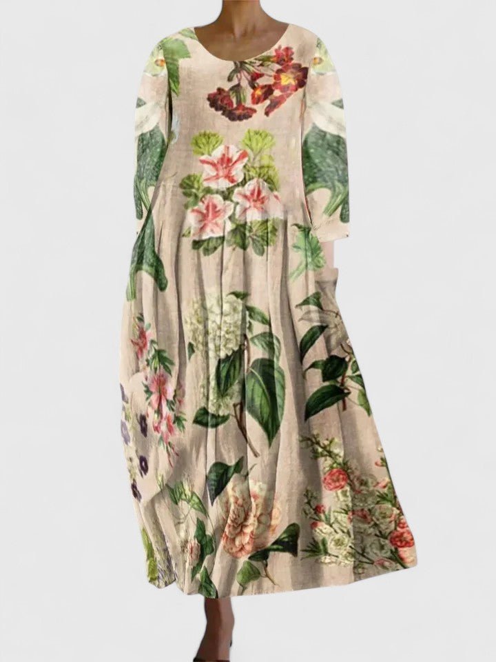 Damen Langarm Midi-Kleid mit Meerestier-Print - Flower 6