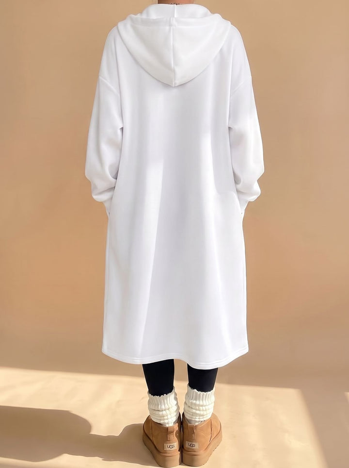Damen Lange Kapuzenjacke mit Reißverschluss Relaxed Fit