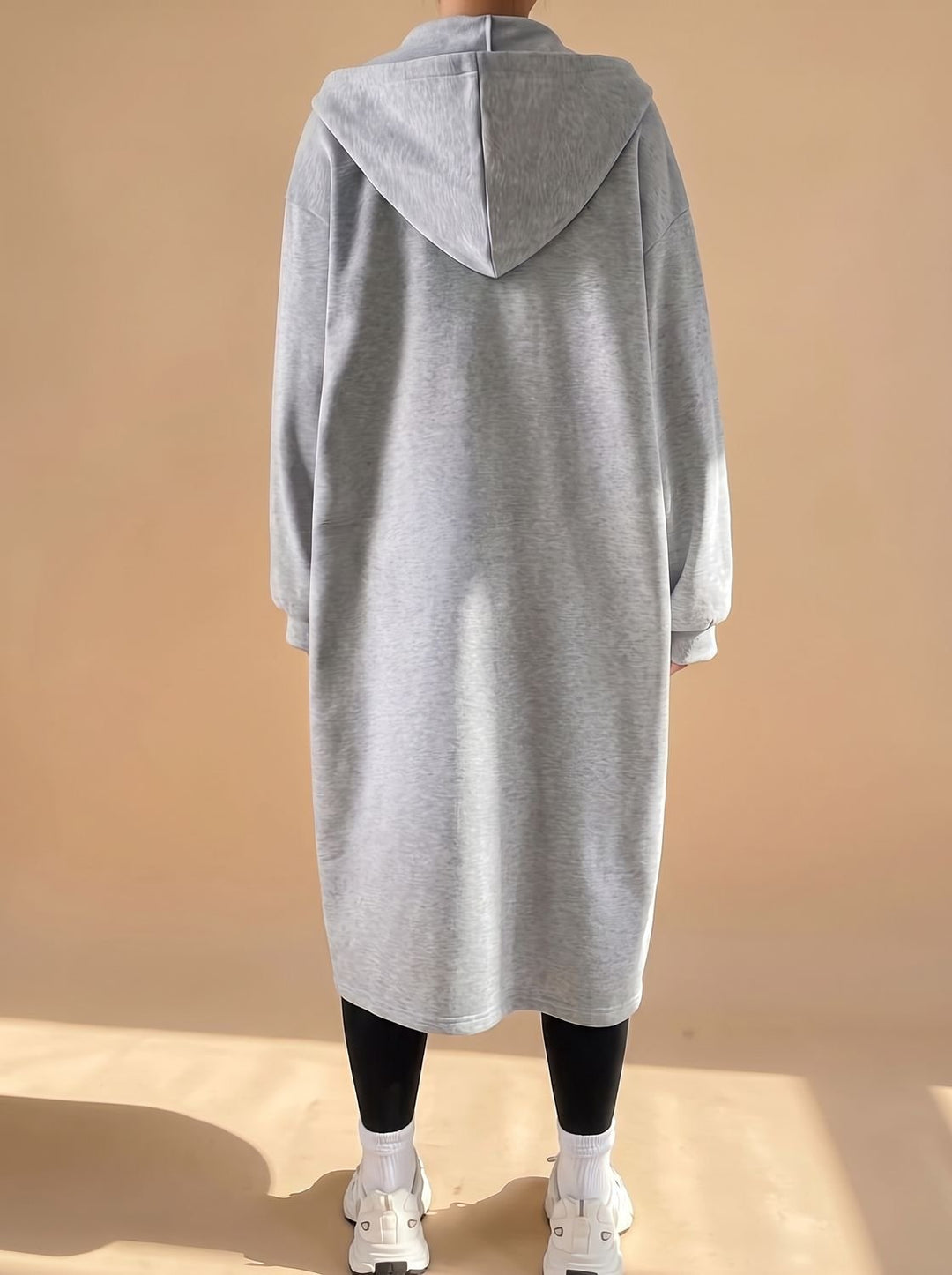 Damen Lange Kapuzenjacke mit Reißverschluss Relaxed Fit