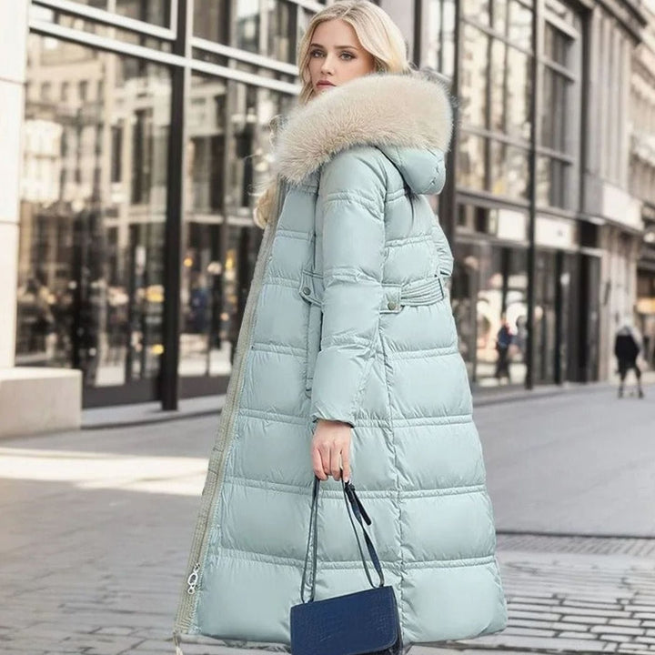 Damen Langer Designer Winter Parka mit Fellkapuze Windproof