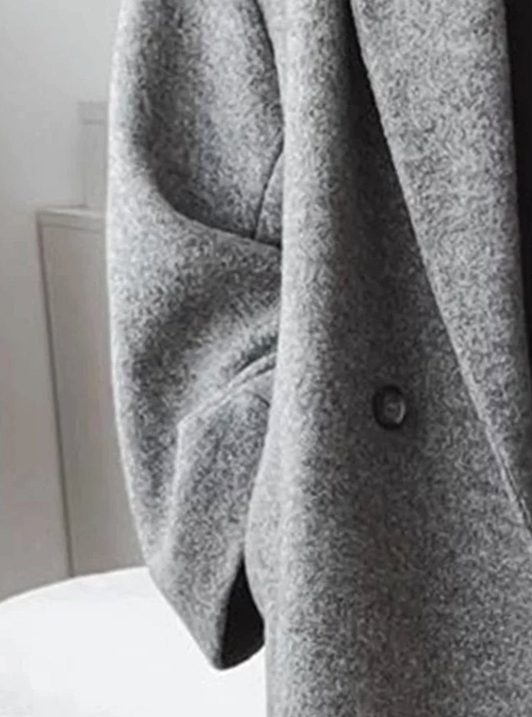 Damen Langer Oversized Wollmantel mit Umlegekragen und Taschen