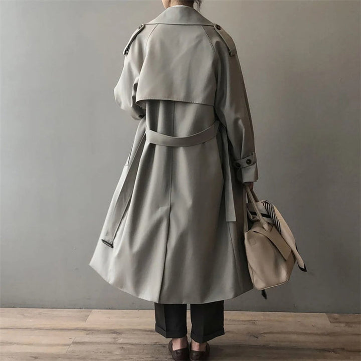 Damen Langer Wasserabweisender Doppelreihiger Trench Coat