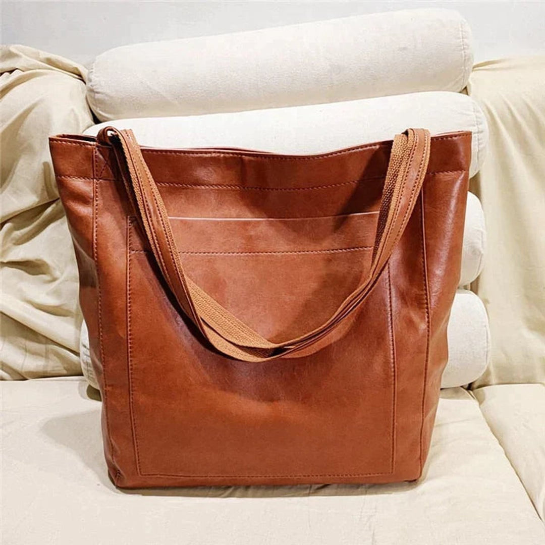 Damen Leder Tote Bag Geräumige Klassische Schultertasche