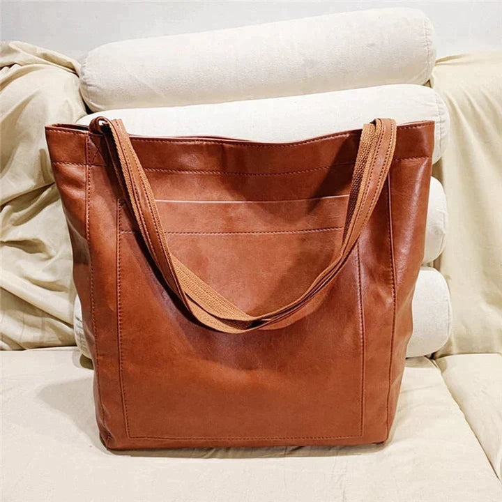 Damen Leder Tote Bag Geräumige Klassische Schultertasche