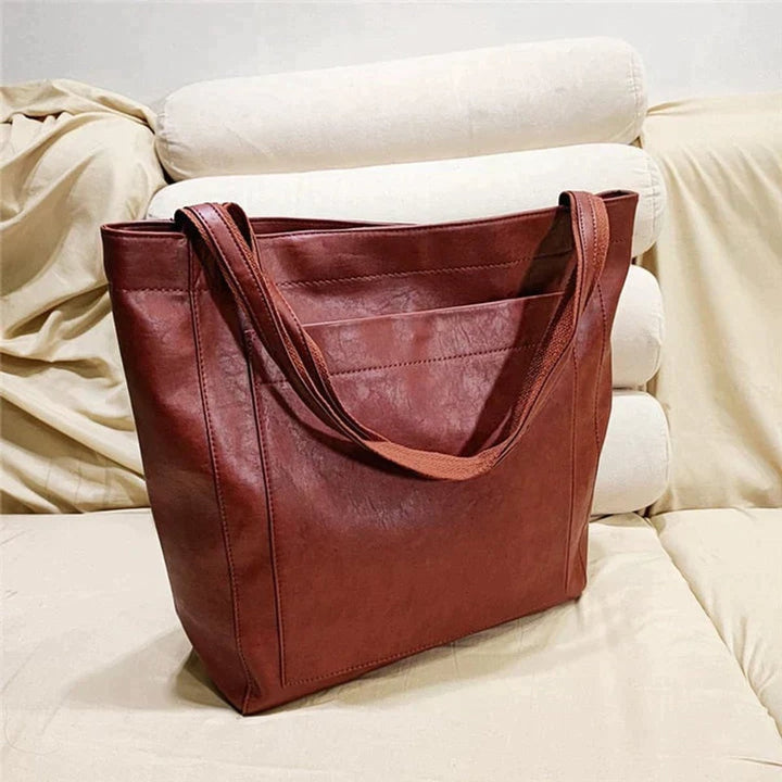 Damen Leder Tote Bag Geräumige Klassische Schultertasche - Rot