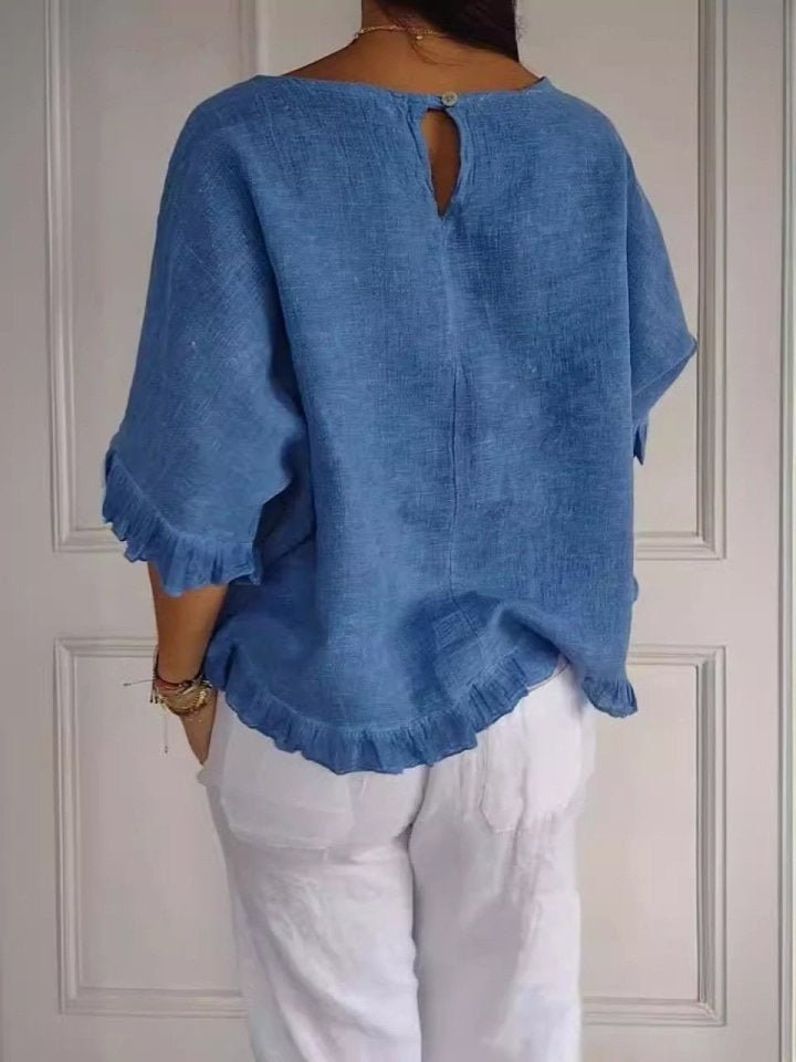 Damen Leichte Rüschen Bluse