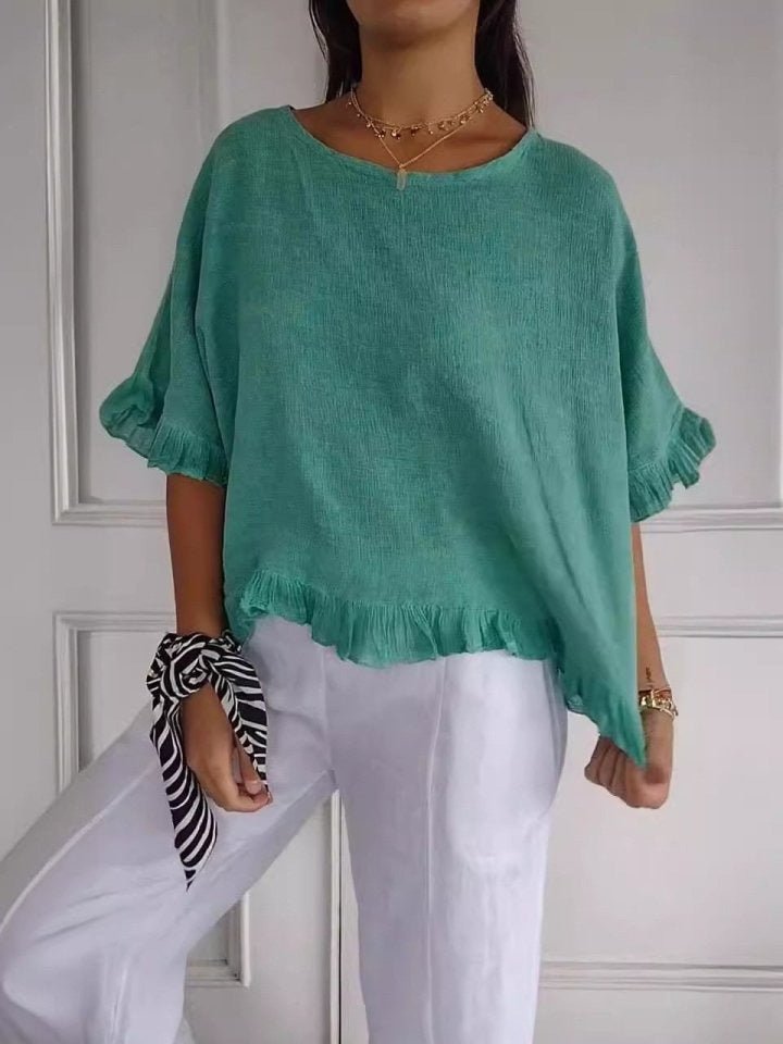 Damen Leichte Rüschen Bluse - Green (Almost sold out)
