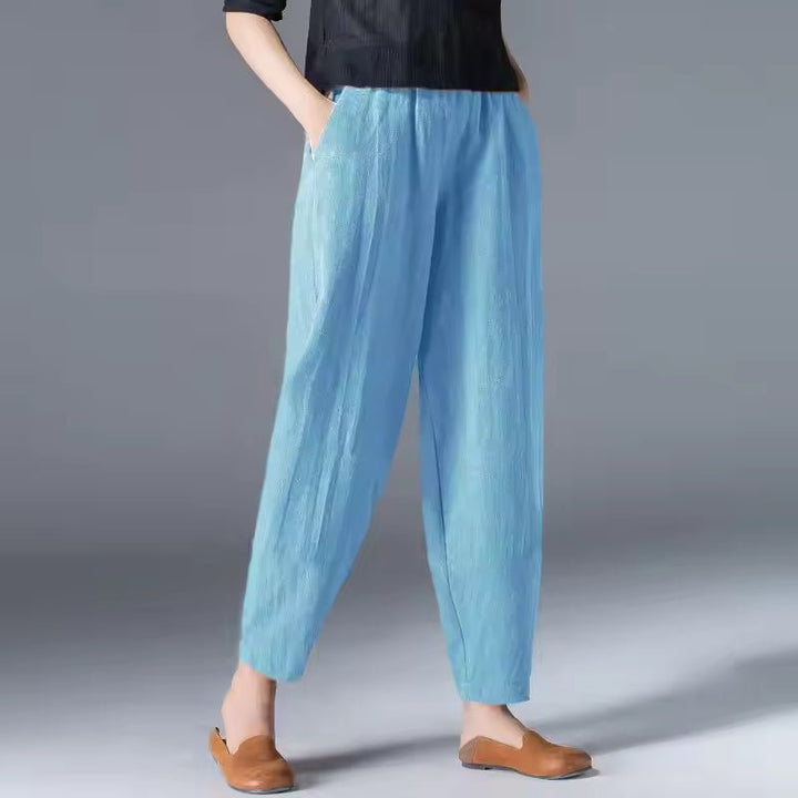 Damen Leichte Sommer Relaxed-Fit Knöchellange Hose - Sky Blue