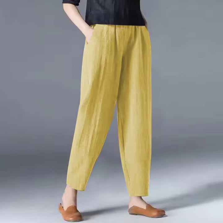 Damen Leichte Sommer Relaxed-Fit Knöchellange Hose - Yellow