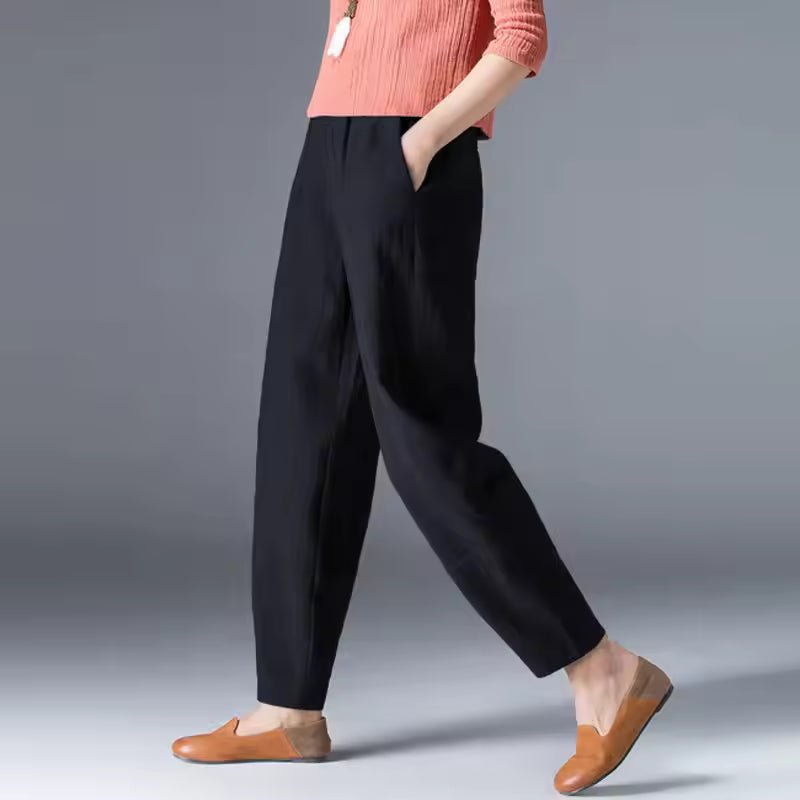 Damen Leichte Sommer Relaxed-Fit Knöchellange Hose