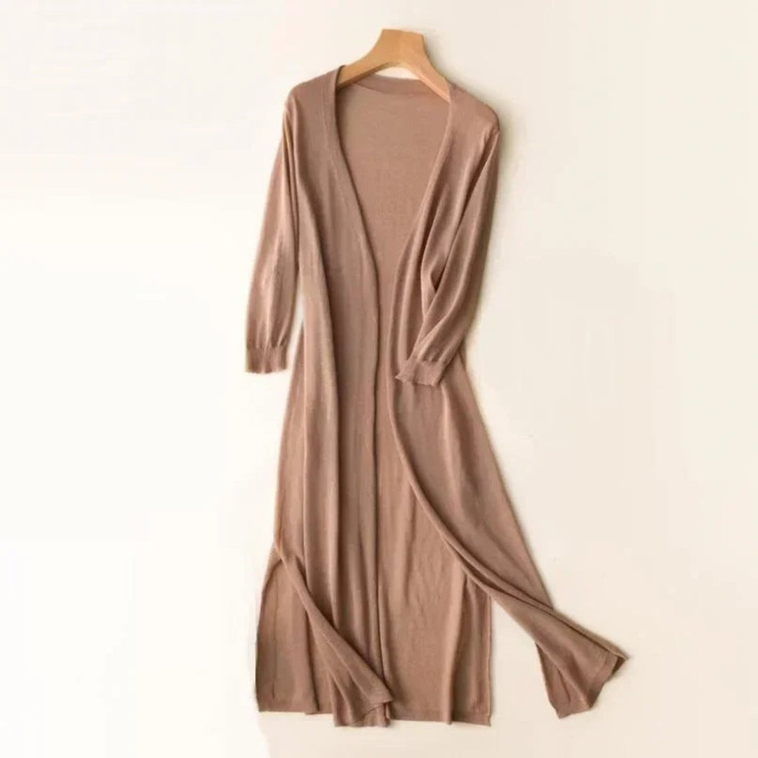 Damen Leichter Langer V-Ausschnitt Strick Cardigan